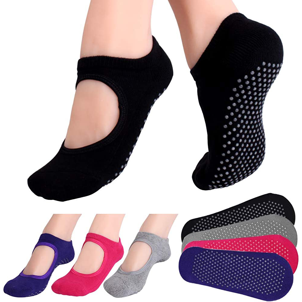 Pilates Yoga Grip Socks - Sem costas antiderrapante fitness pilates meias