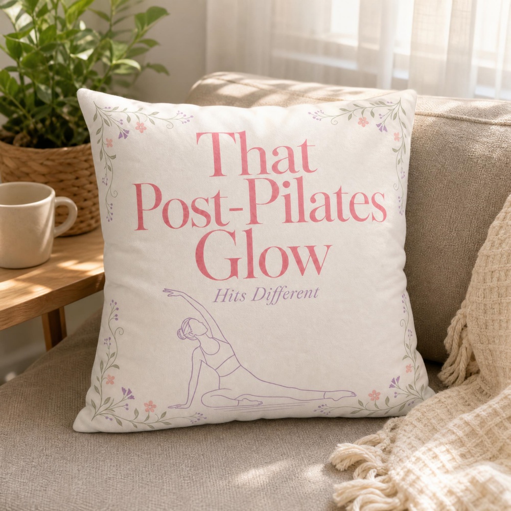 Pilates Yoga Quotes - Almofada Decorativa Macia com Estampa de