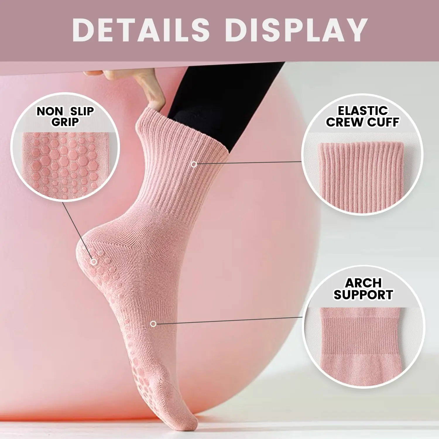 4 pares de meias femininas par - Pilates Yoga Grip Socks avaliação e preço