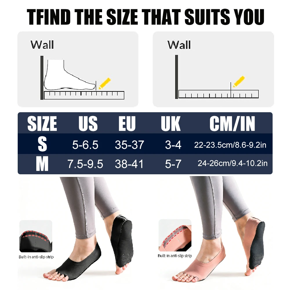 1 par de meias de ioga sem ded - Pilates Yoga Grip Socks avaliação e preço